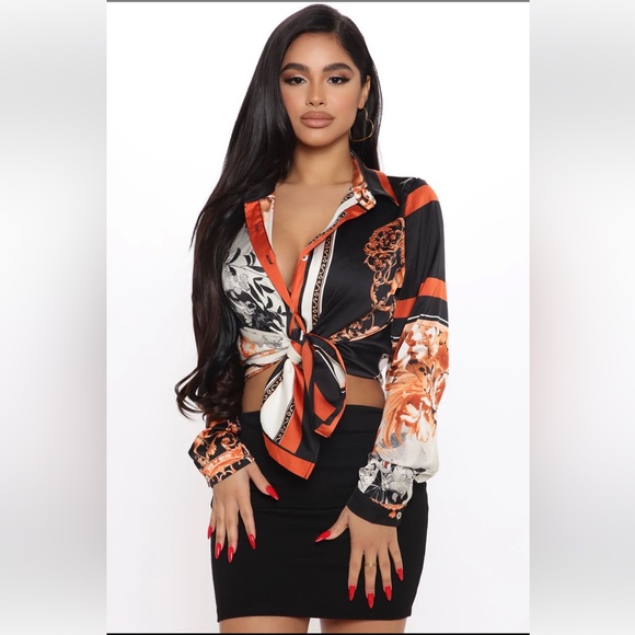Fashion Nova Tops - Fashion Nova Satin Blouse Size Small like new